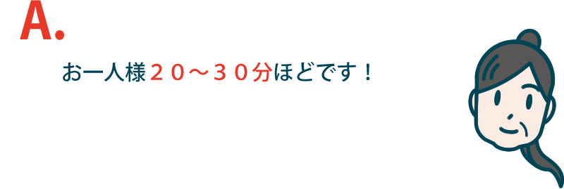 お一人様２０～３０分ほどです！